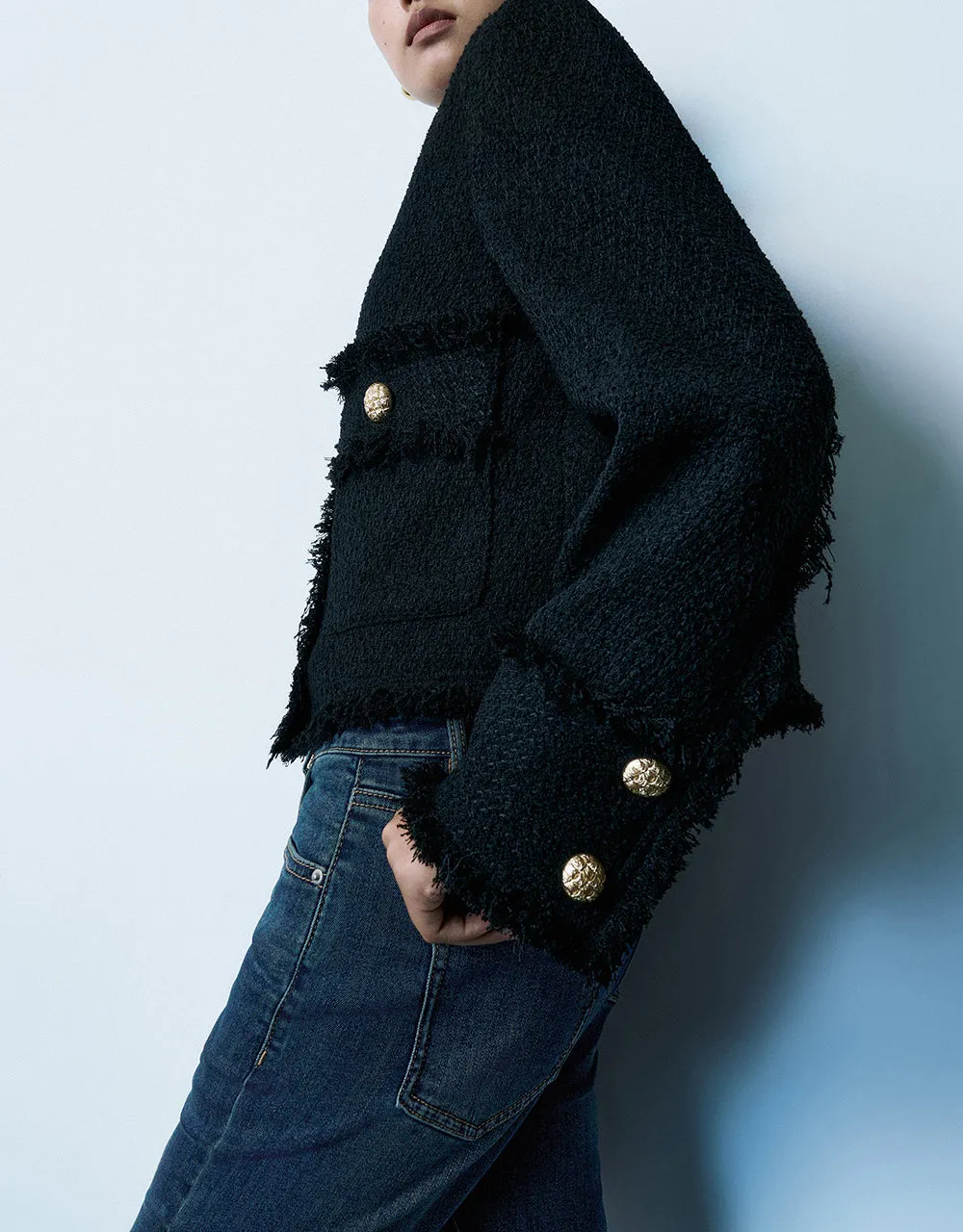 Raw Hem Tweed Jacket sold by Urban Revivo product image thumbnail 3