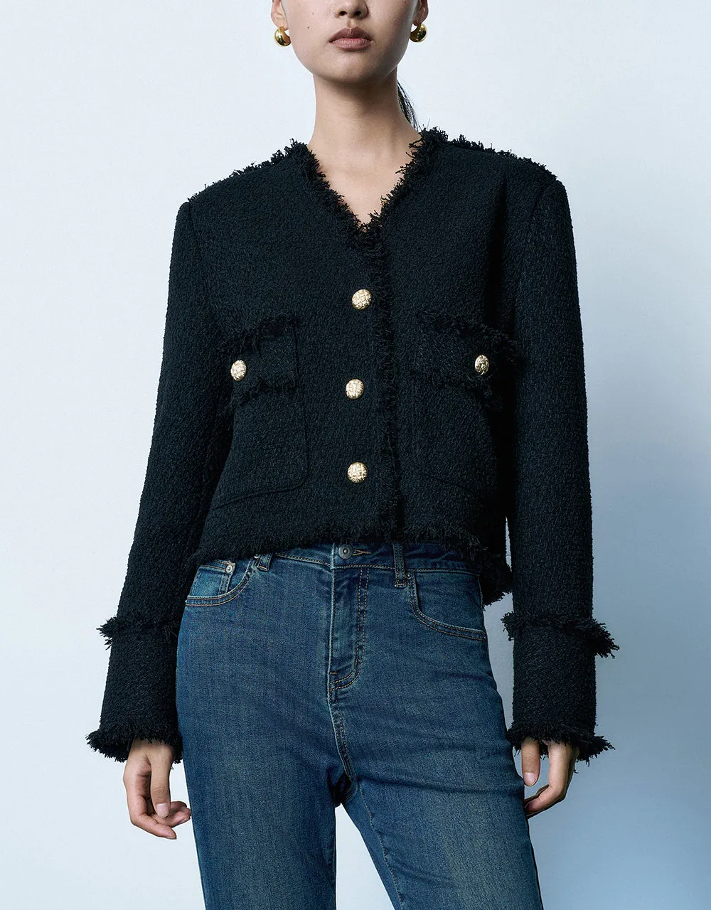 Raw Hem Tweed Jacket sold by Urban Revivo product image thumbnail 2