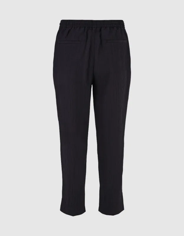 Drawstring Waist Textured Straight Pants sold by Urban Revivo