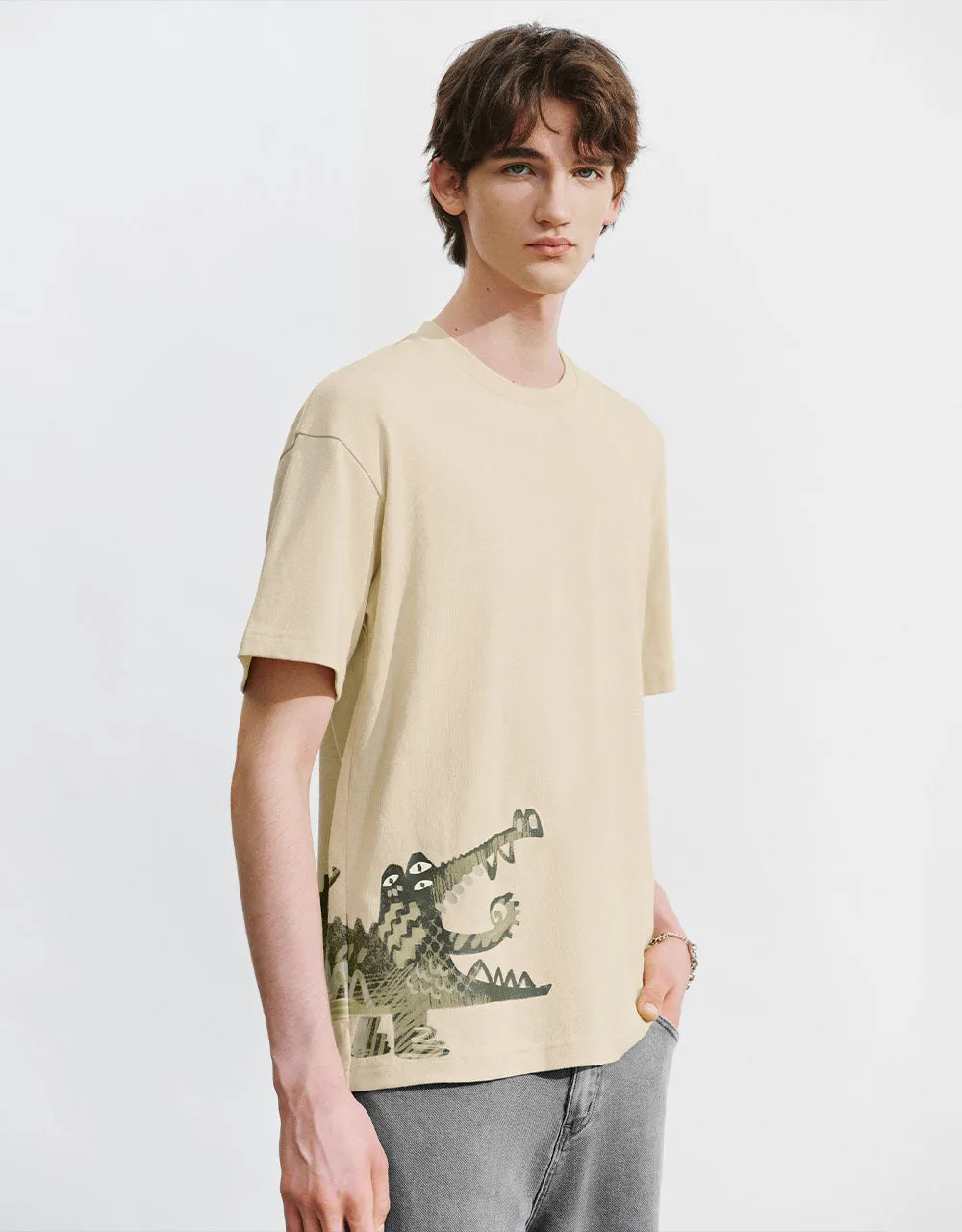 Printed Crew Neck Loose T-Shirt sold by Urban Revivo product image thumbnail 2