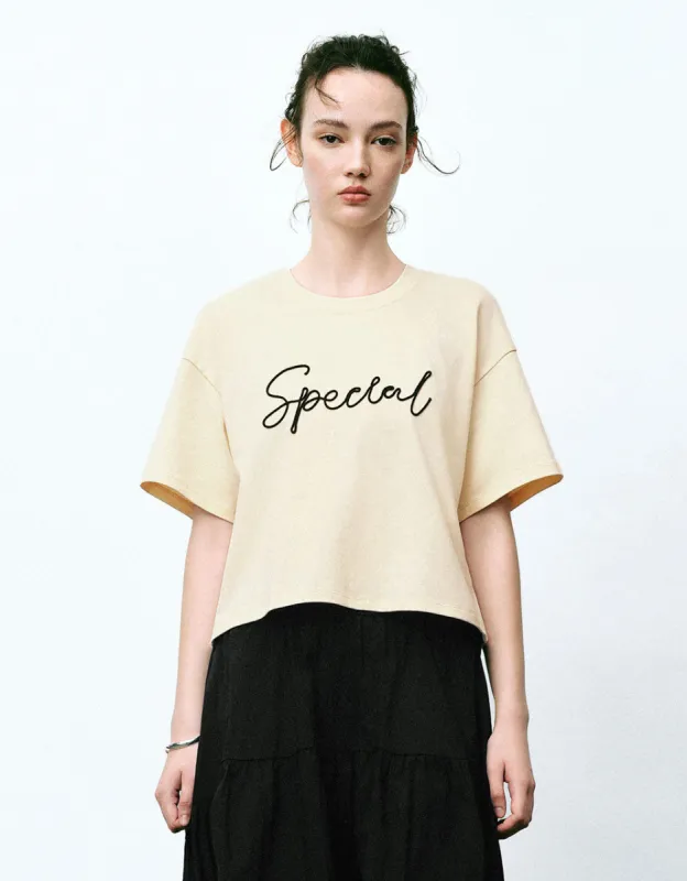 Letter Printed Crew Neck Loose T-Shirt sold by Urban Revivo