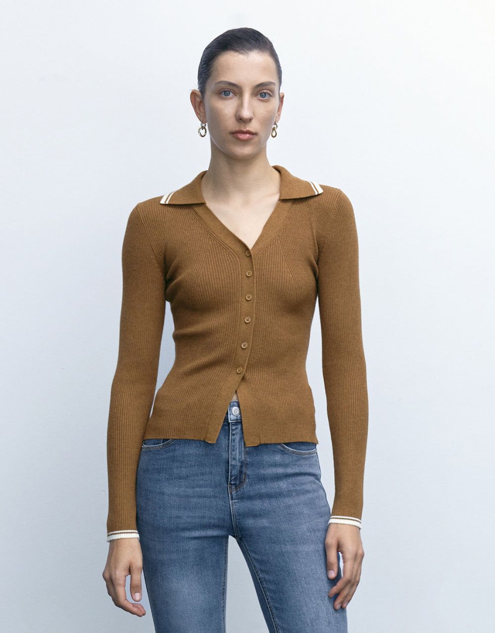 Button Up V-Neck Knitted Cardigan sold by Urban Revivo