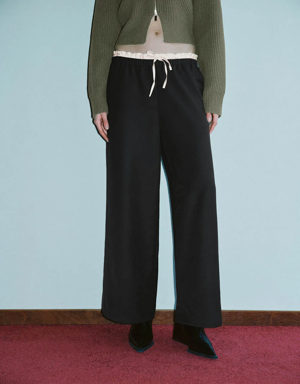 Drawstring Waist Wide-Leg Pants sold by Urban Revivo product image thumbnail 2