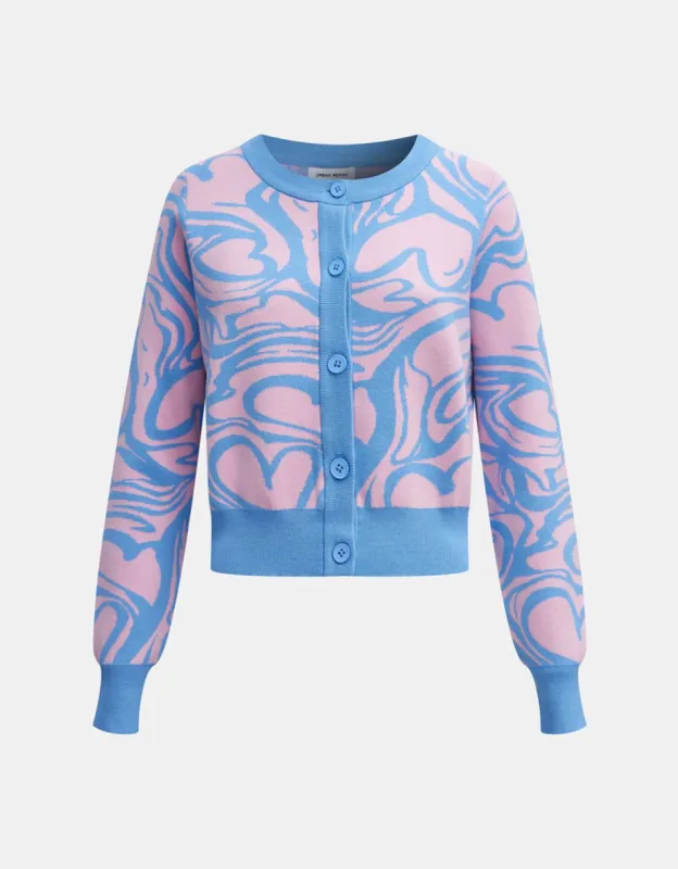 Heart Pattern Jacquard Button Up Cardigan sold by Urban Revivo