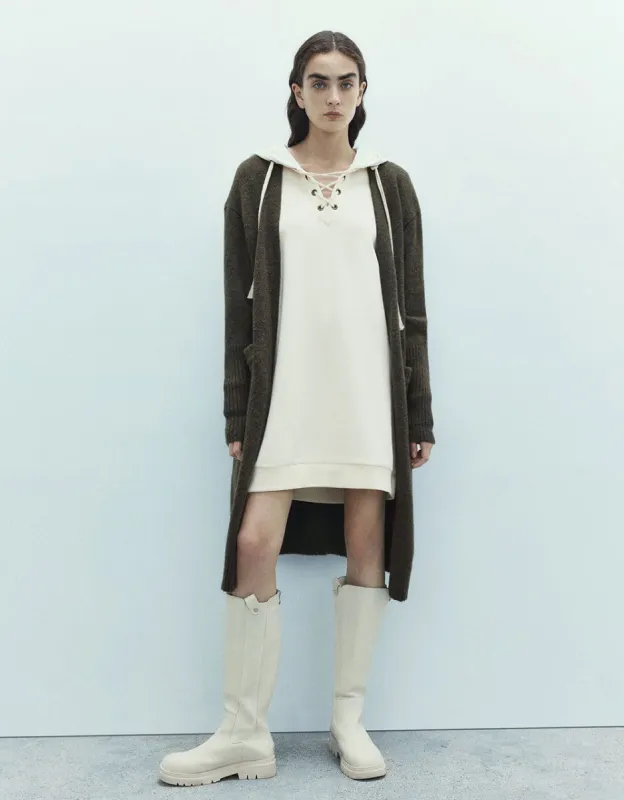 Drop Shoulder Sleeve Open Front Knitted Cardigan sold by Urban Revivo