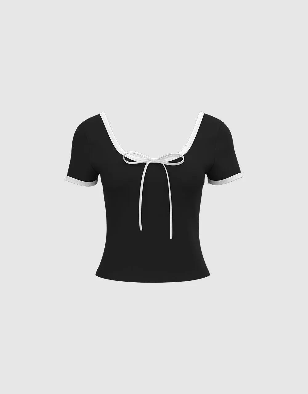 U Neck Skinny T-Shirt sold by Urban Revivo product image thumbnail 2