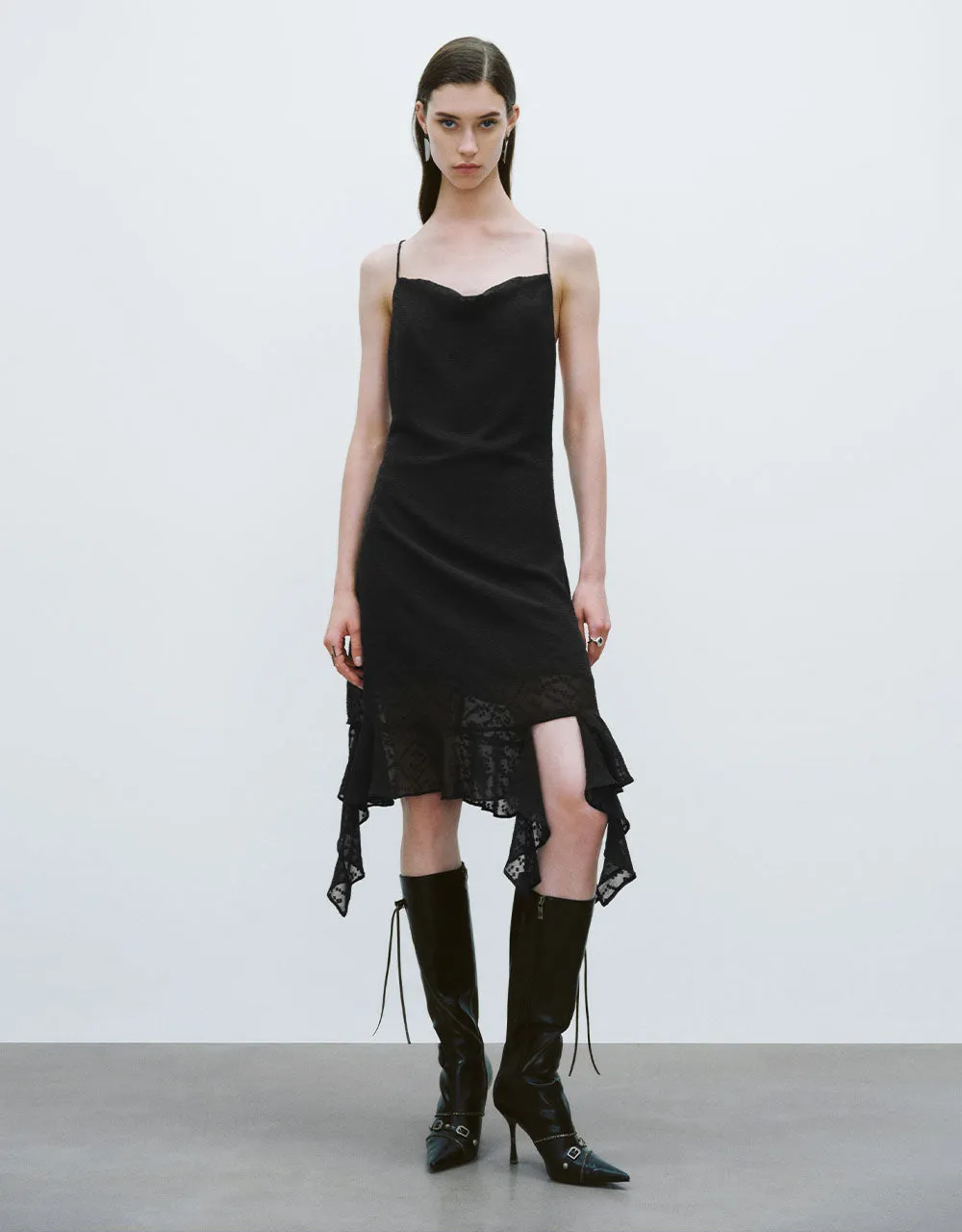 Ruffle V-Neck Straight Cami Dress sold by Urban Revivo