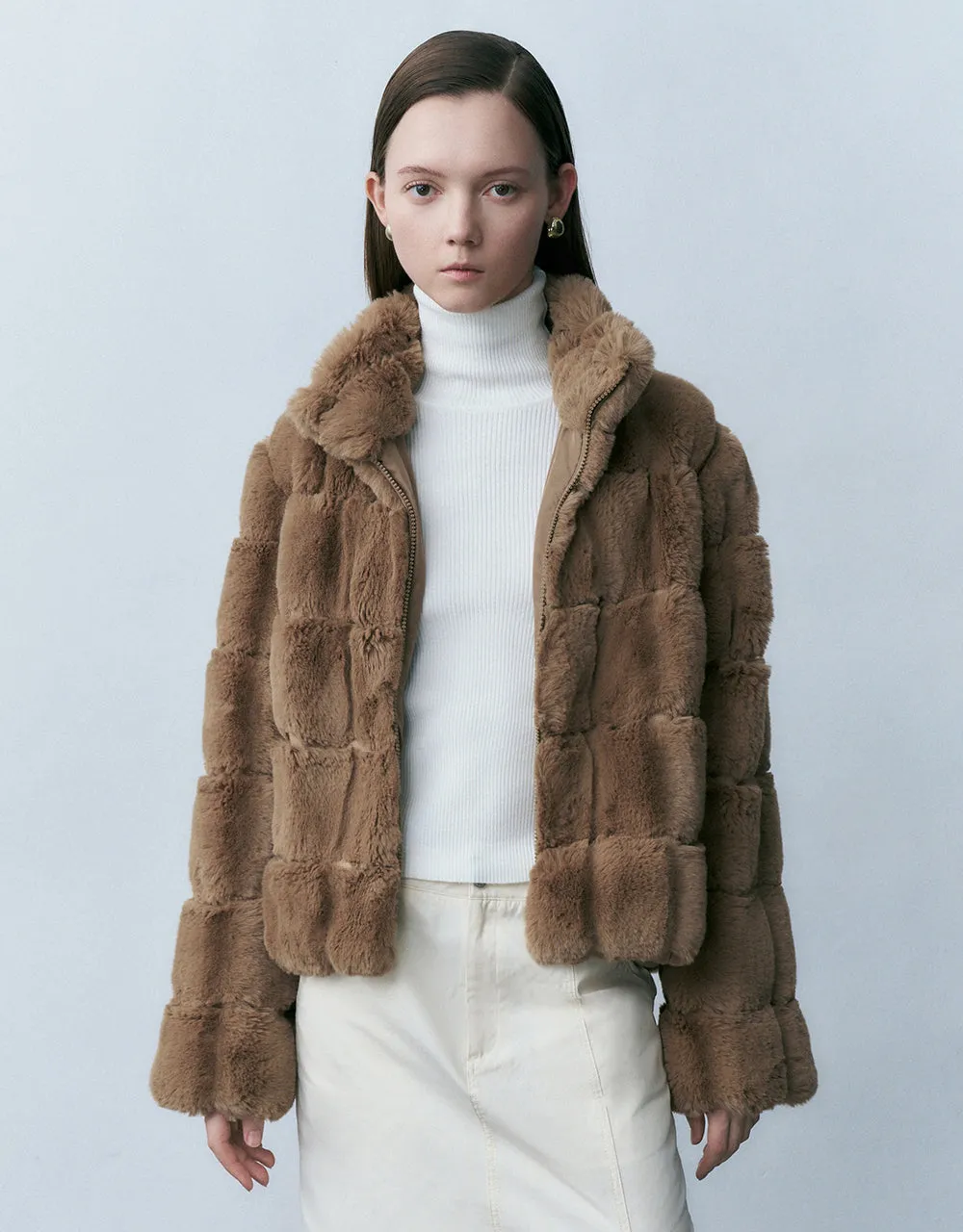 Stand Collar Furry Jacket sold by Urban Revivo