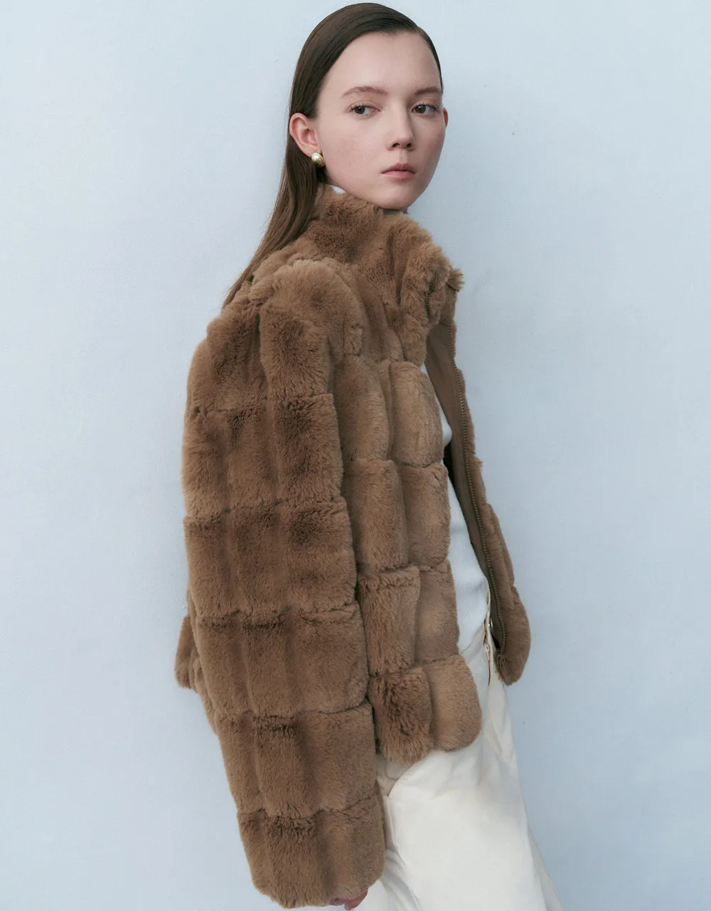 Stand Collar Furry Jacket sold by Urban Revivo product image thumbnail 3