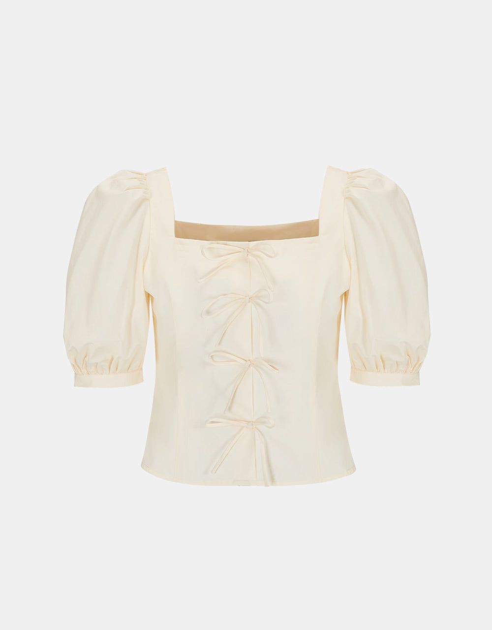 Tie Front Puff Sleeve Square Neck Blouse sold by Urban Revivo