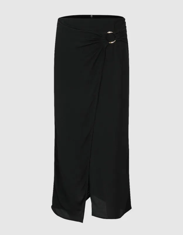 Wrapped Midi Straight Skirt sold by Urban Revivo