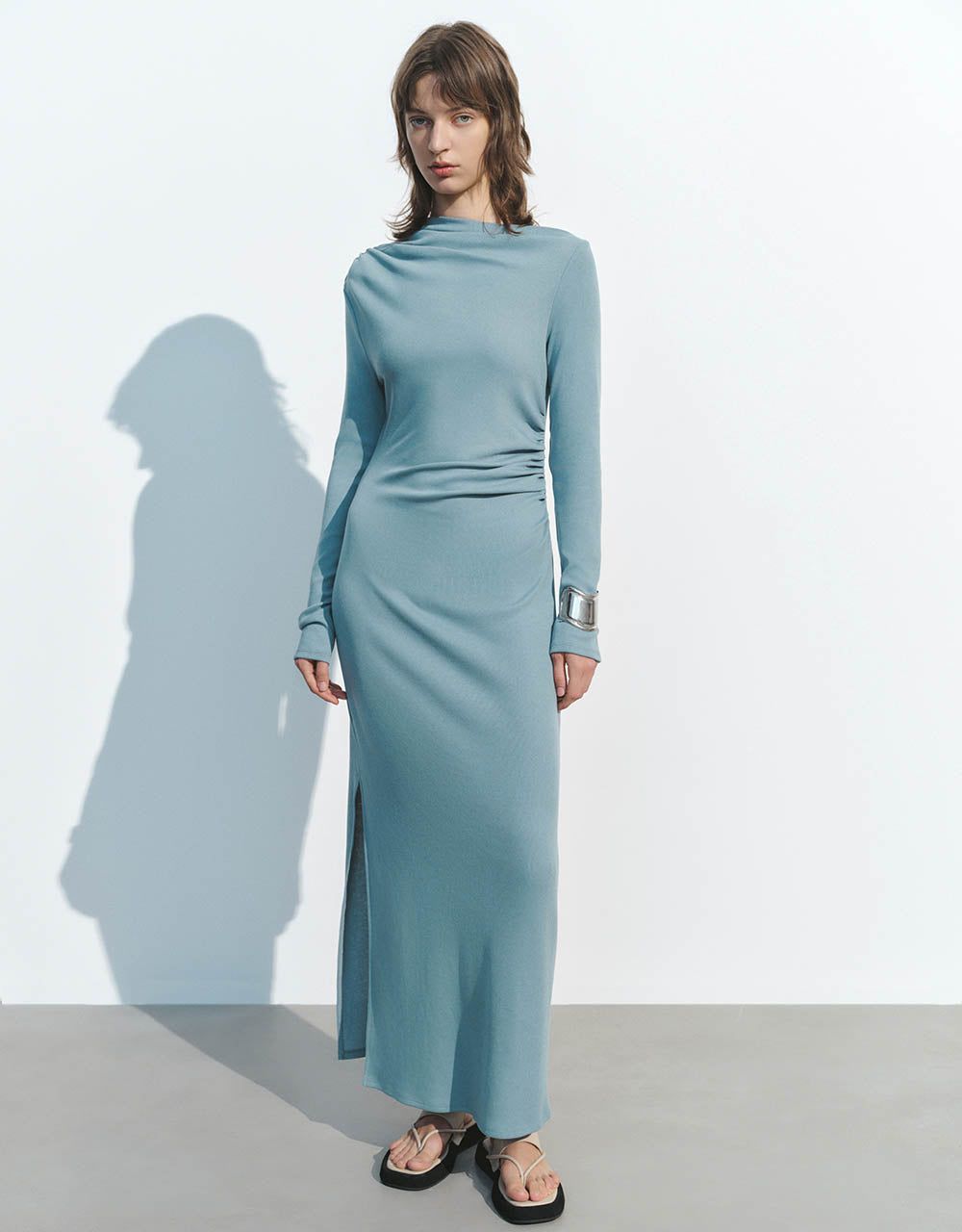 Ruched Crew Neck A-Line Dress sold by Urban Revivo