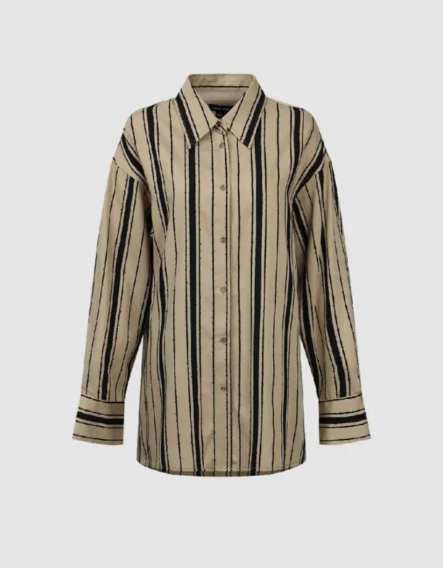 Striped Straight Loose Shirt sold by Urban Revivo