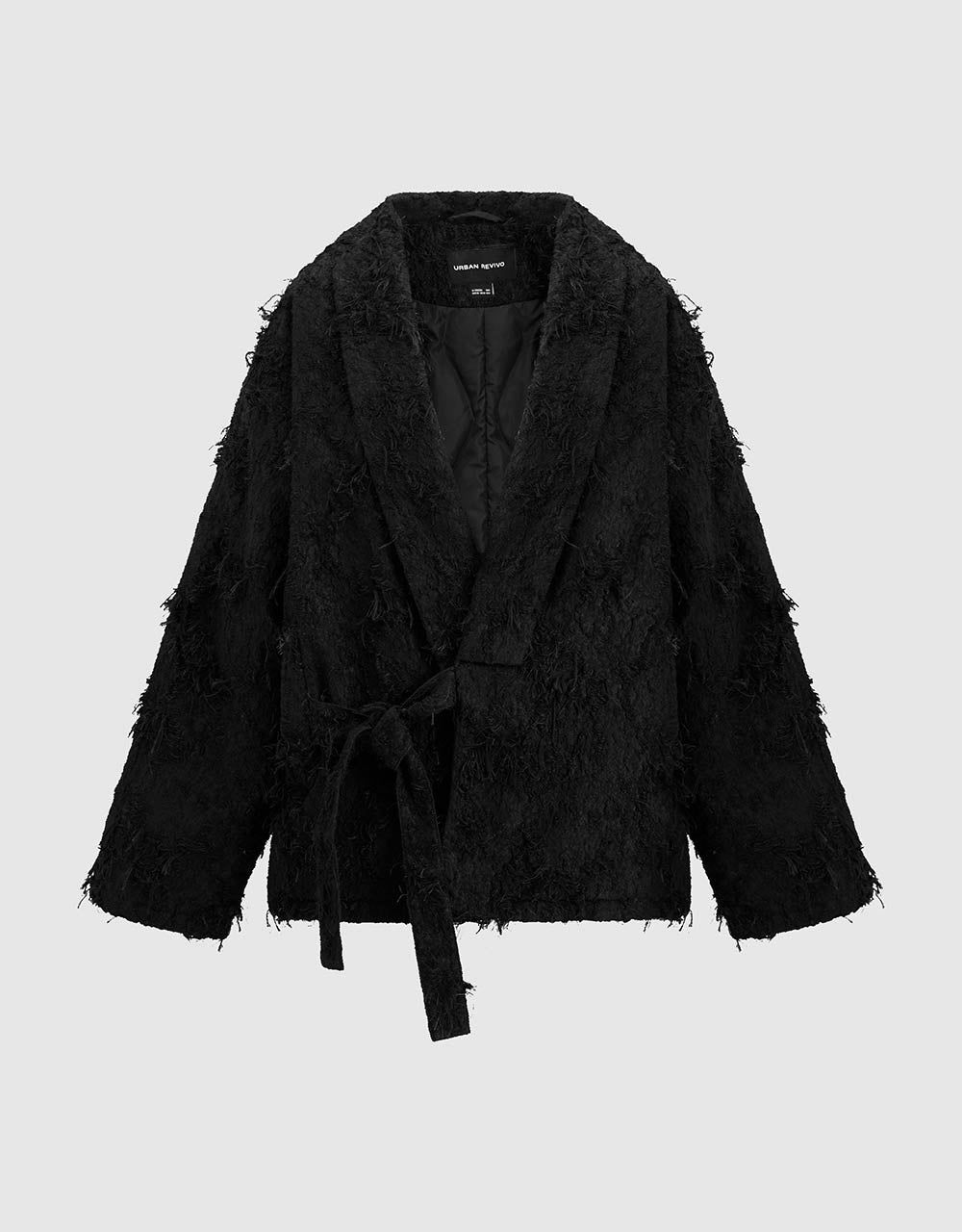 Furry V-Neck Straight Jacket sold by Urban Revivo product image thumbnail 2