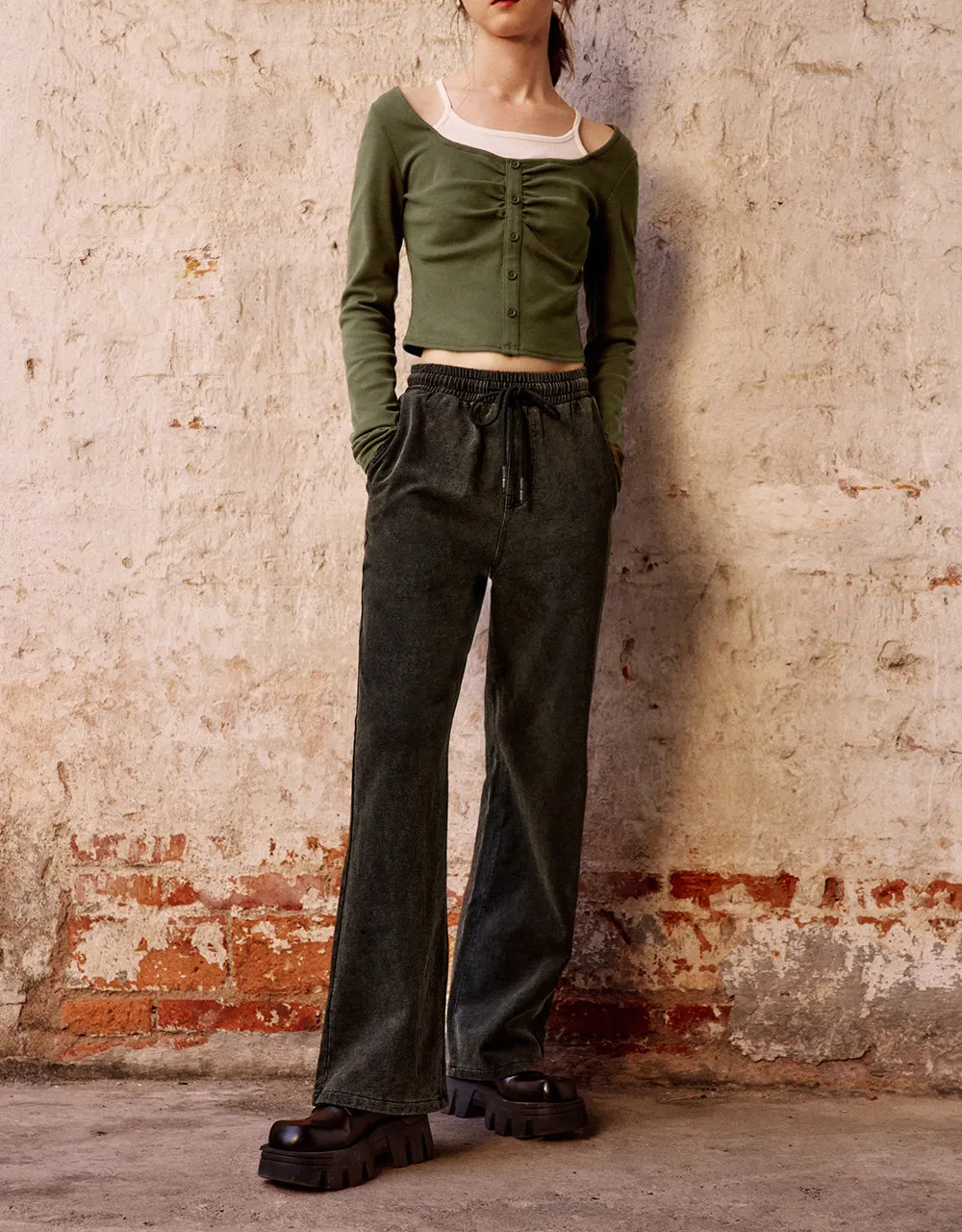 Drawstring Waist Straight Jeans sold by Urban Revivo product image thumbnail 2