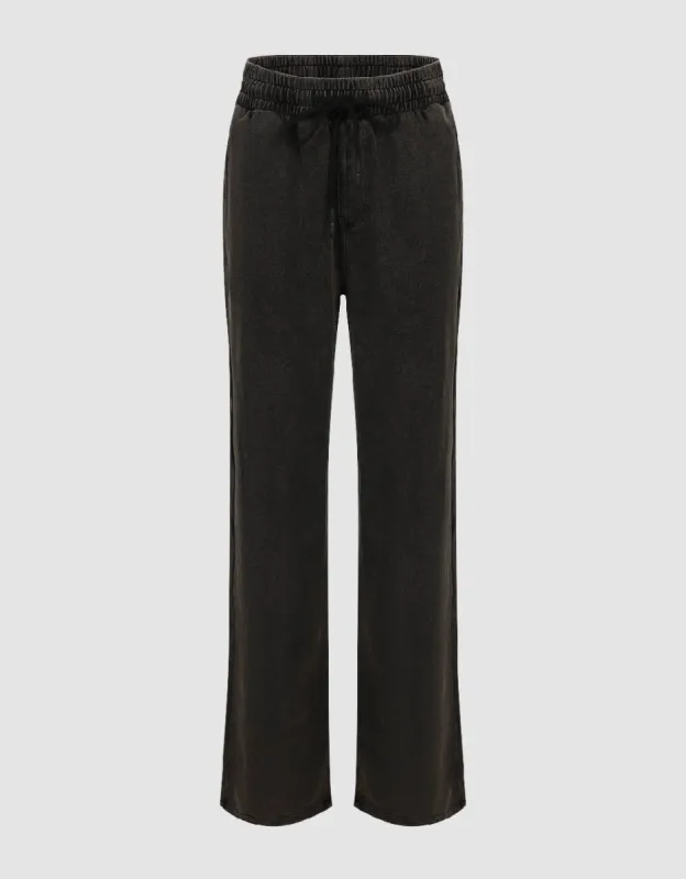 Drawstring Waist Straight Jeans sold by Urban Revivo