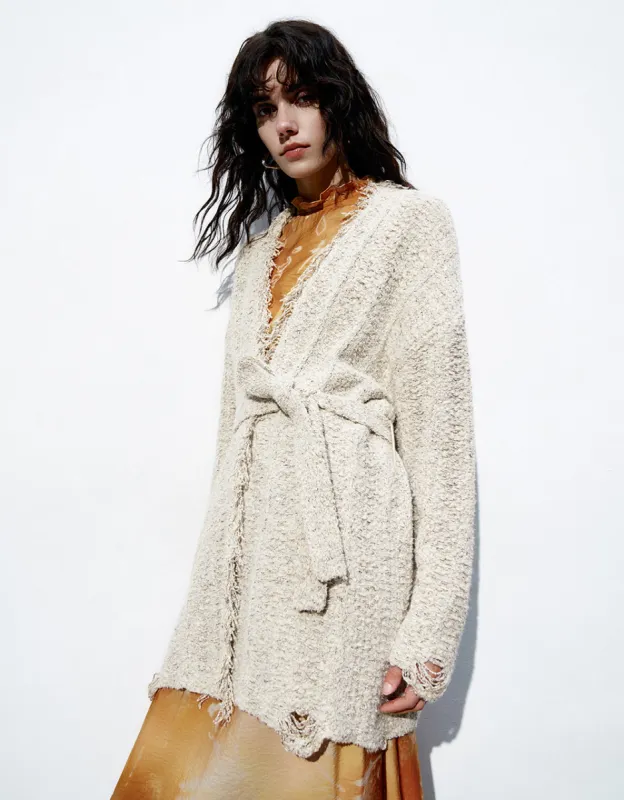 Raw Trim Knitted Cardigan made by Urban Revivo