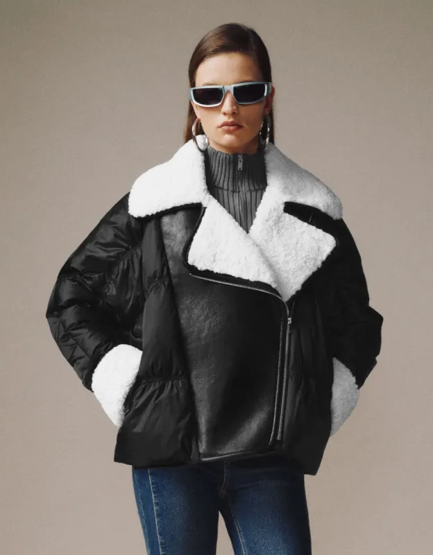 Zipper Front Vegan Leather Down Jacket sold by Urban Revivo