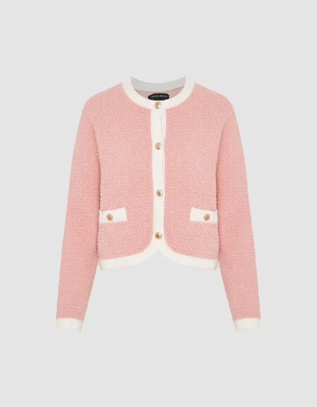 Textured Crew Neck Knitted Cardigan sold by Urban Revivo