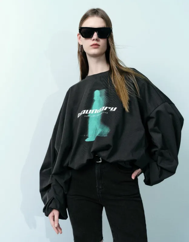 Printed Crew Neck Loose Sweatshirt sold by Urban Revivo