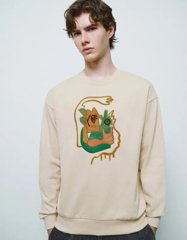 Printed Crew Neck Sweatshirt sold by Urban Revivo