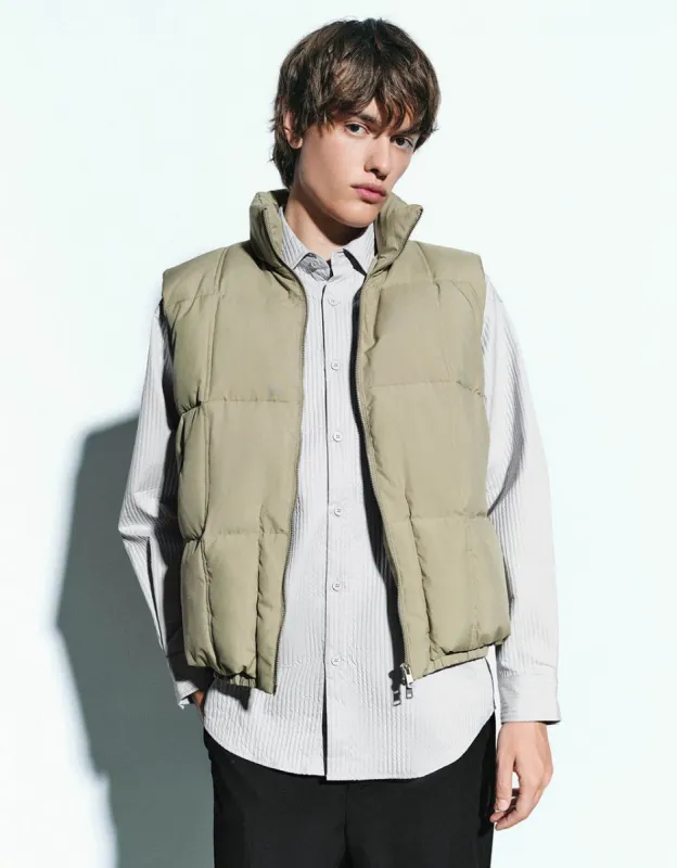 Zipper Front Stand Collar Down Waistcoat sold by Urban Revivo