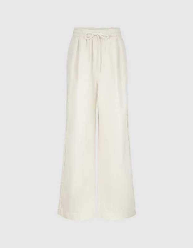 Drawstring Waist Wide-Leg Pants sold by Urban Revivo