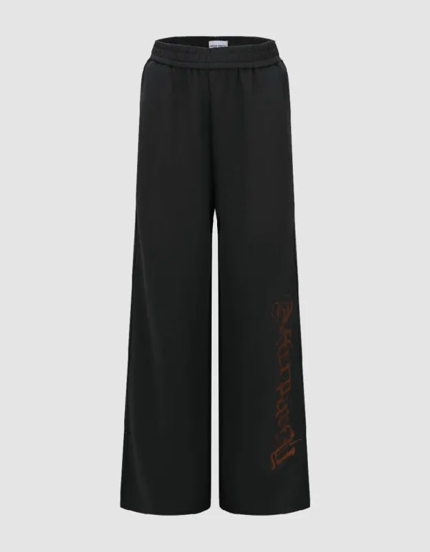 Drawstring Waist Knitted Wide-Leg Pants sold by Urban Revivo