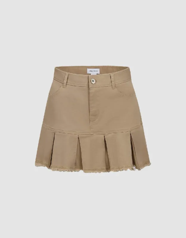 Raw Hem Mini A-Line Skirt sold by Urban Revivo