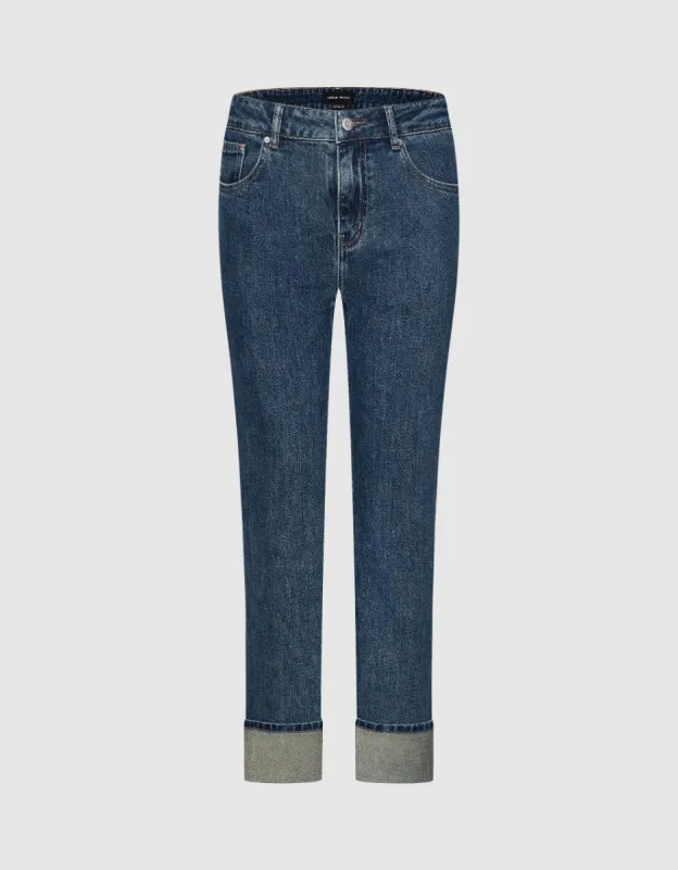 Rolled Up Hem Straight Jeans sold by Urban Revivo