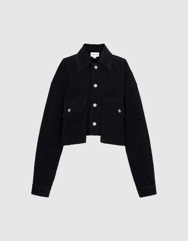 Cropped Button Up Denim Jacket sold by Urban Revivo