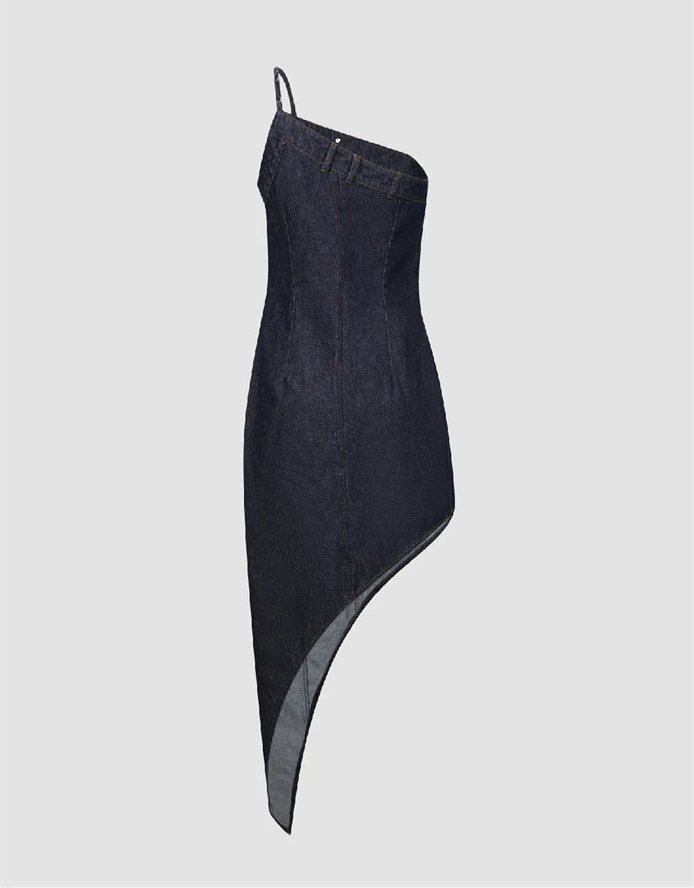 Asymmetric One Shoulder Denim Cami Dress sold by Urban Revivo product image thumbnail 5