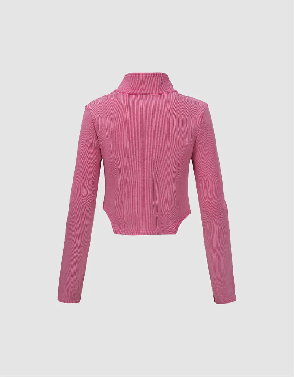 Zipper Front Stand Collar Skinny Shirt sold by Urban Revivo product image thumbnail 5