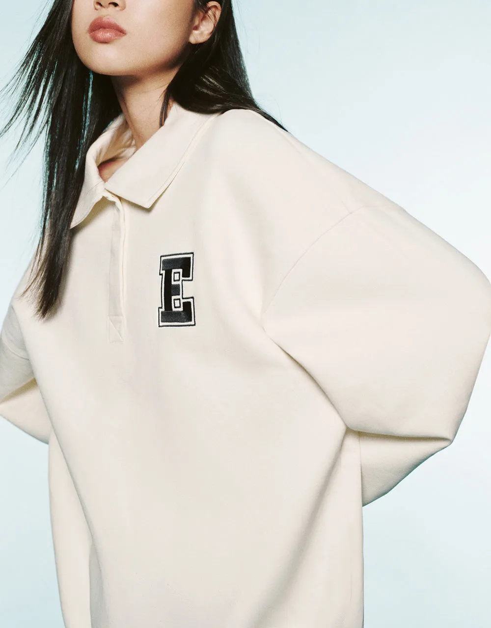 Letter Embossed Lapel Loose Sweatshirt sold by Urban Revivo product image thumbnail 3