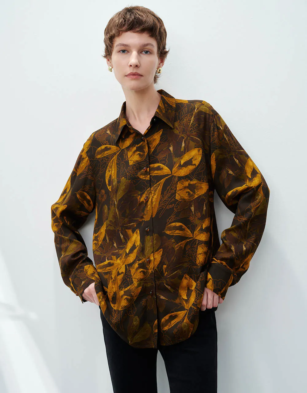 Printed Button Up Straight Shirt sold by Urban Revivo