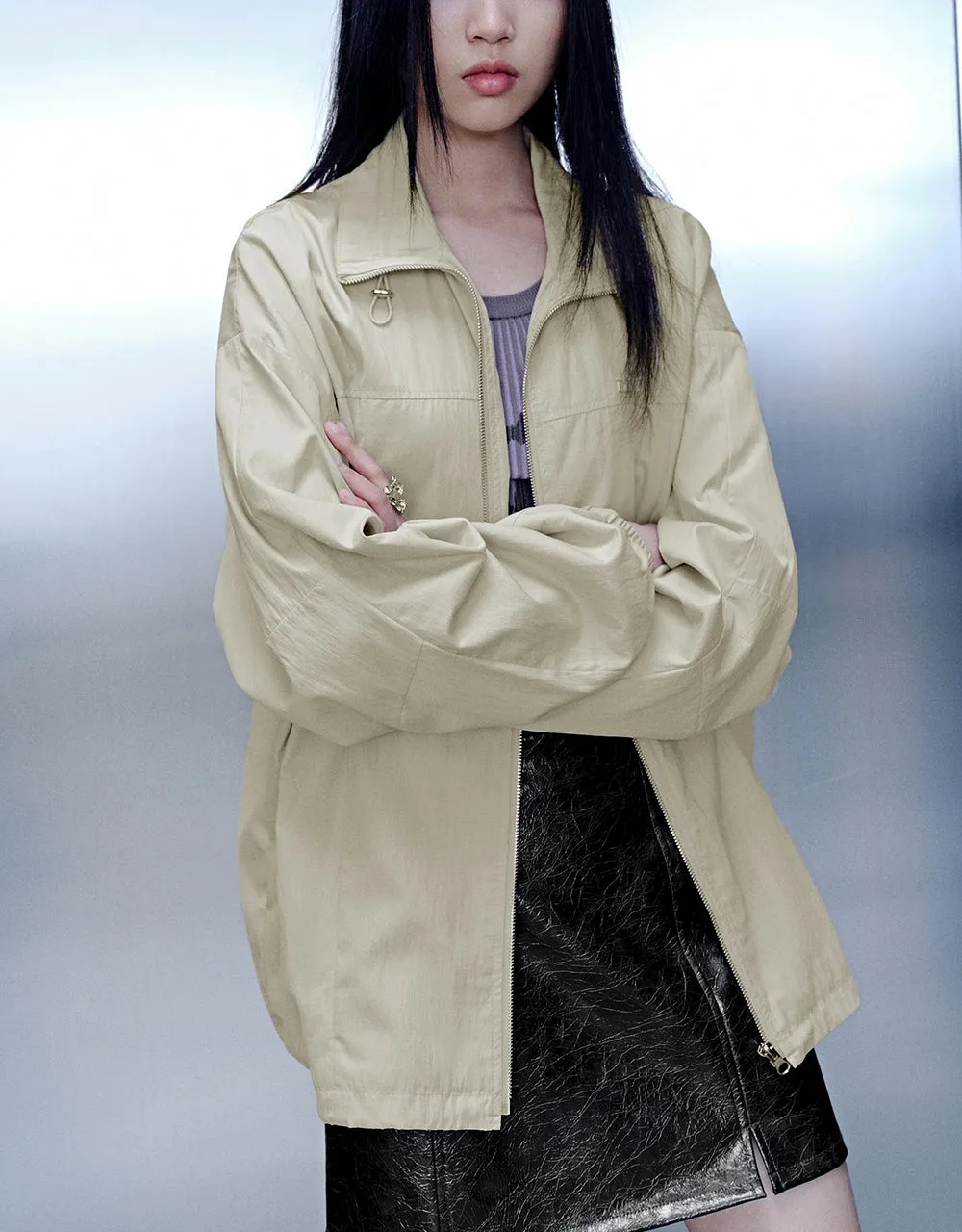 Zipper Front Stand Collar Jacket sold by Urban Revivo product image thumbnail 2