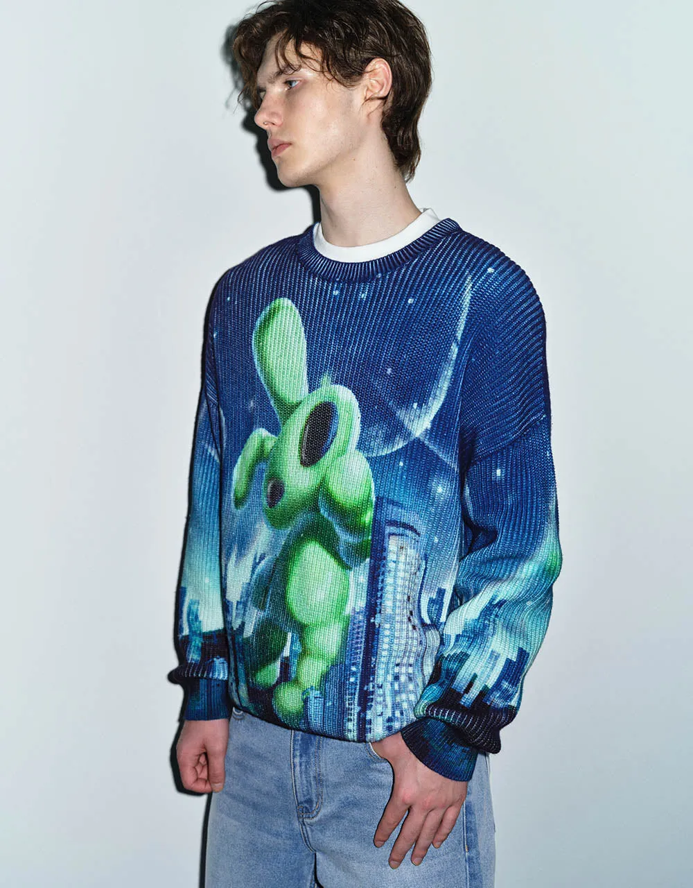 Interstellar Bunny Printed Knitted T-Shirt sold by Urban Revivo product image thumbnail 3