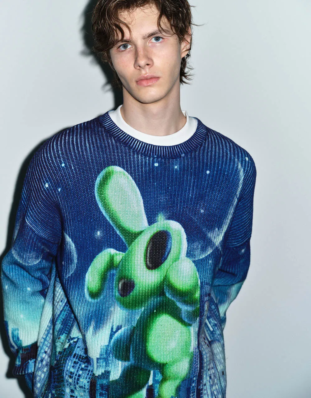 Interstellar Bunny Printed Knitted T-Shirt sold by Urban Revivo product image thumbnail 5