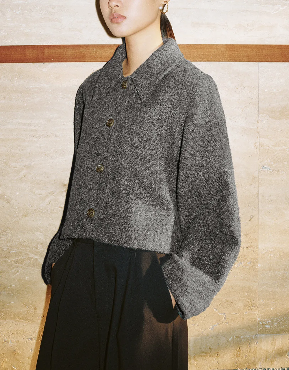 Raglan Sleeve Woolen Jacket sold by Urban Revivo product image thumbnail 3