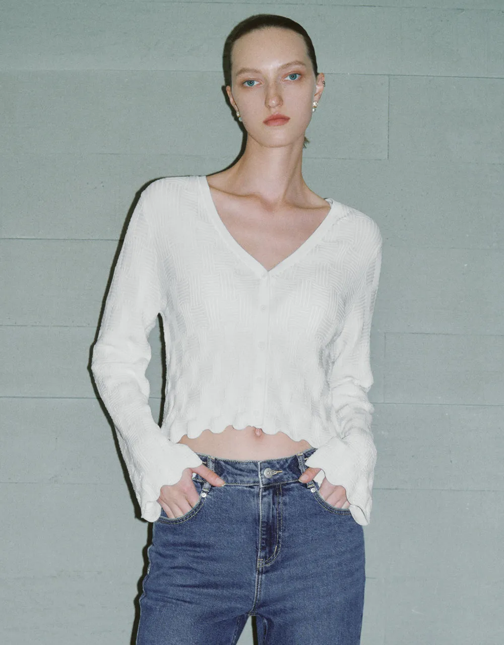 V-Neck Knitted Cardigan sold by Urban Revivo