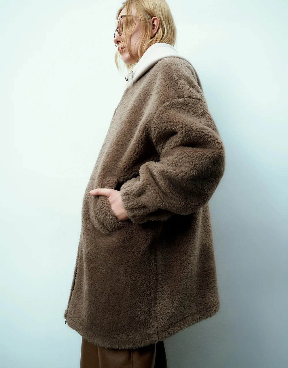 Zipper Front Hooded Furry Coat sold by Urban Revivo product image thumbnail 3