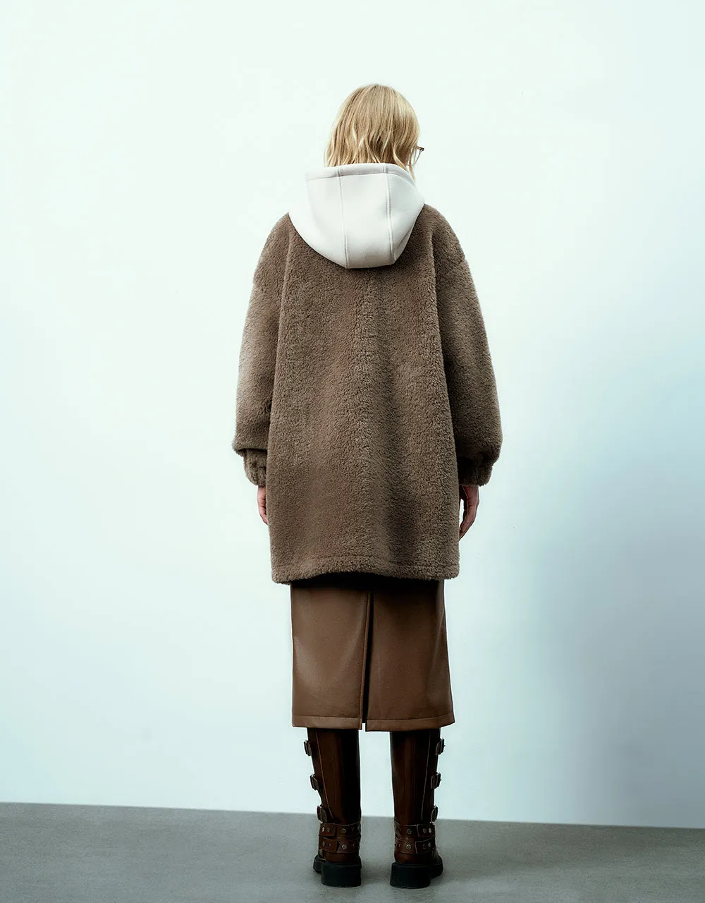 Zipper Front Hooded Furry Coat sold by Urban Revivo product image thumbnail 4