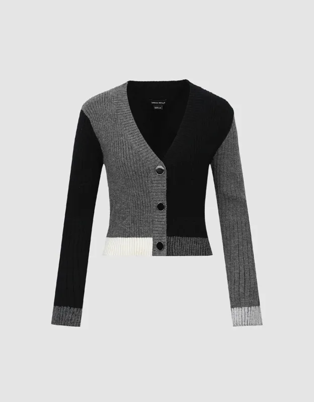 Skinny V-Neck Knitted Cardigan sold by Urban Revivo