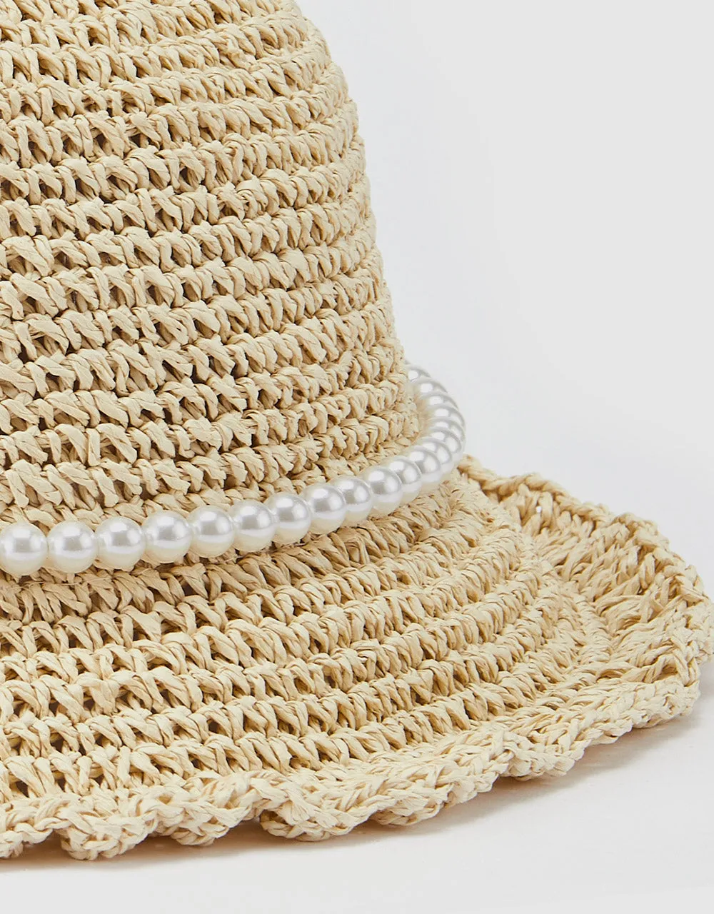 Beaded Wide Brim Straw Hat sold by Urban Revivo product image thumbnail 3