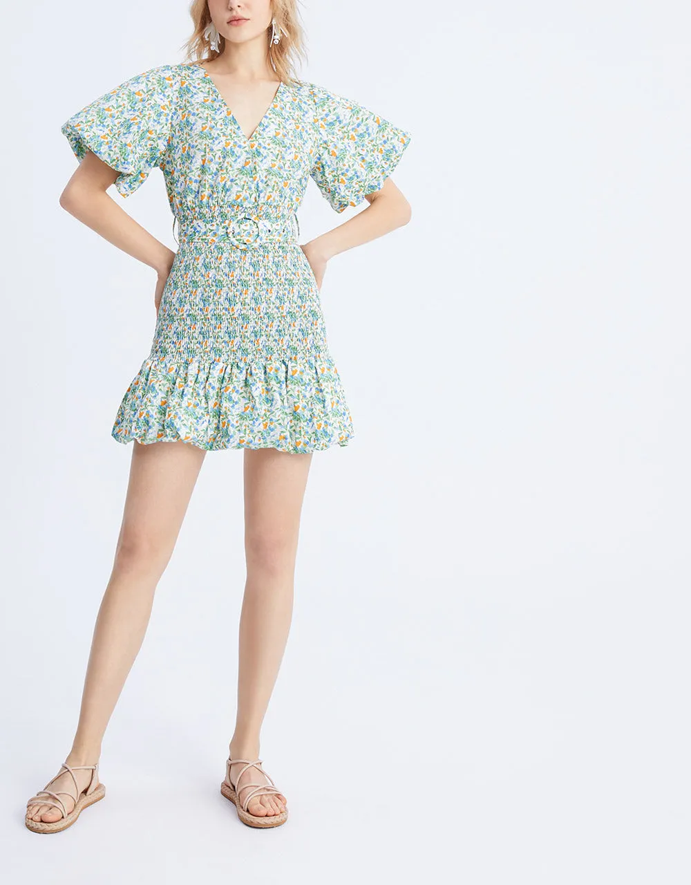 Floral Print Shirred Belted Dress sold by Urban Revivo product image thumbnail 2