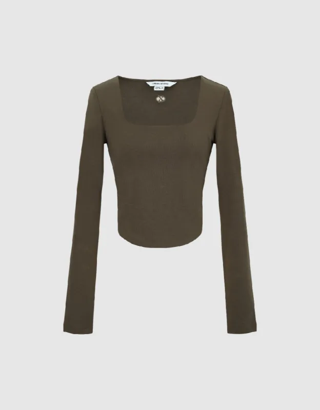 U Neck Skinny Knitted T-Shirt sold by Urban Revivo