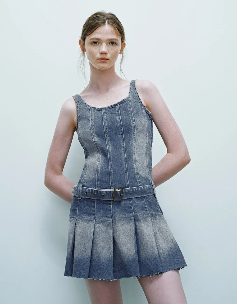 Sleeveless U Neck Denim Dress sold by Urban Revivo
