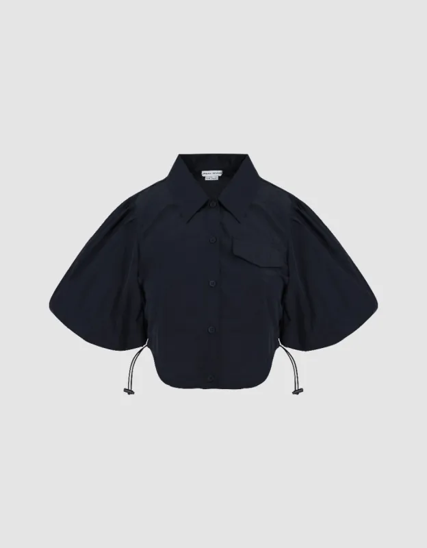 Cropped Shirt With Puff Sleeve sold by Urban Revivo