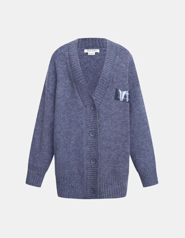 Drop Shoulder V Neck Cardigan sold by Urban Revivo