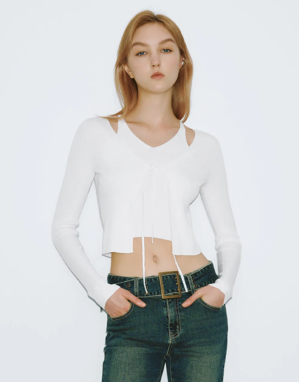 Halter Neck 2 In 1 Knitted T-Shirt sold by Urban Revivo